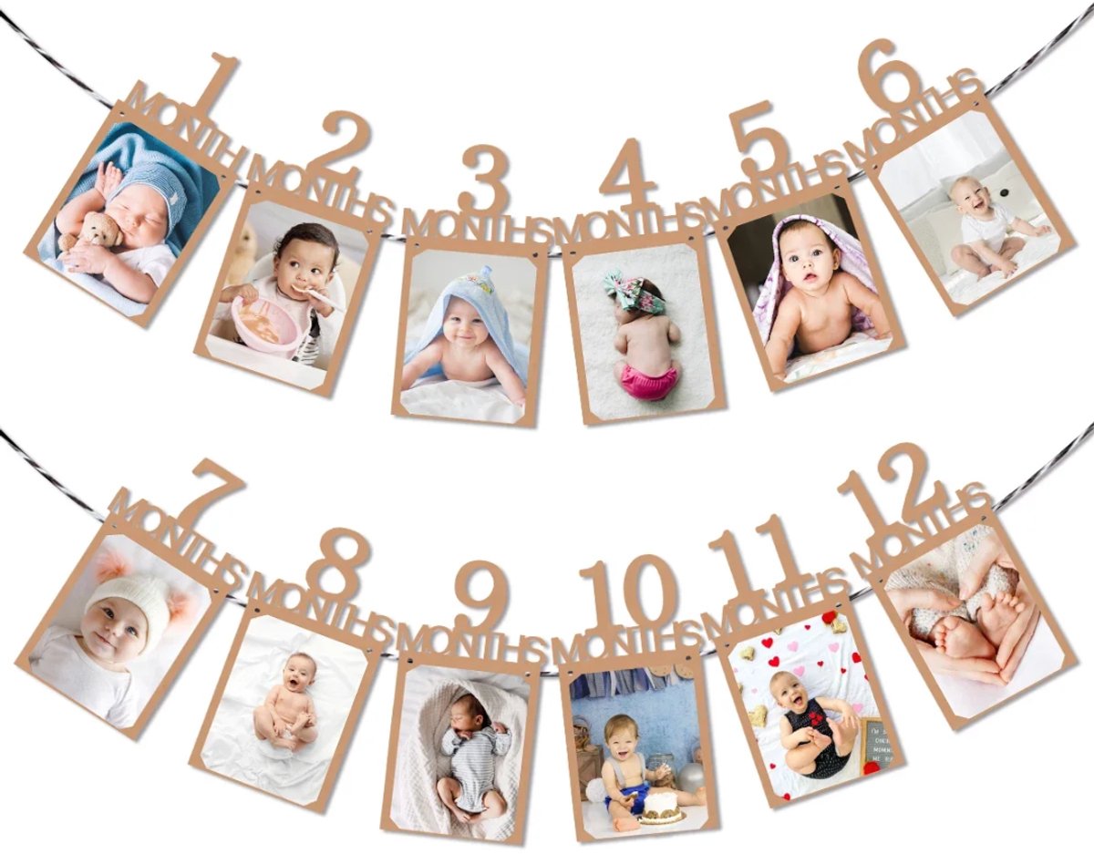 Slinger Eerste Verjaardag - Foto Slinger - 12 maanden - Baby 1 Jaar - Party - Versiering - Happy Birthday - Foto Slinger - Mijlpaal