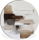 WallCircle - Wandcirkel - Muurcirkel - Penseelstreken - Balans - Beige - Bruin - Aluminium - Dibond - 90x90 cm - Binnen en Buiten