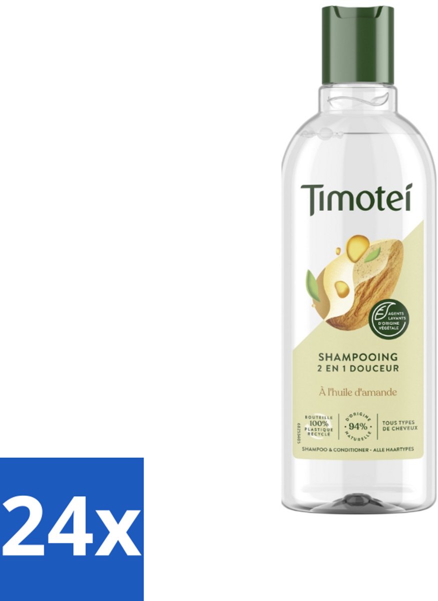 24 x Timotei - Shampoo - Amandelolie - 2in1 - Alle haartypes - 300ml - 2in1 Shampoo - Shampoo Conditioner - Amandelolie Shampoo - Haarverzorging - Zachte Shampoo