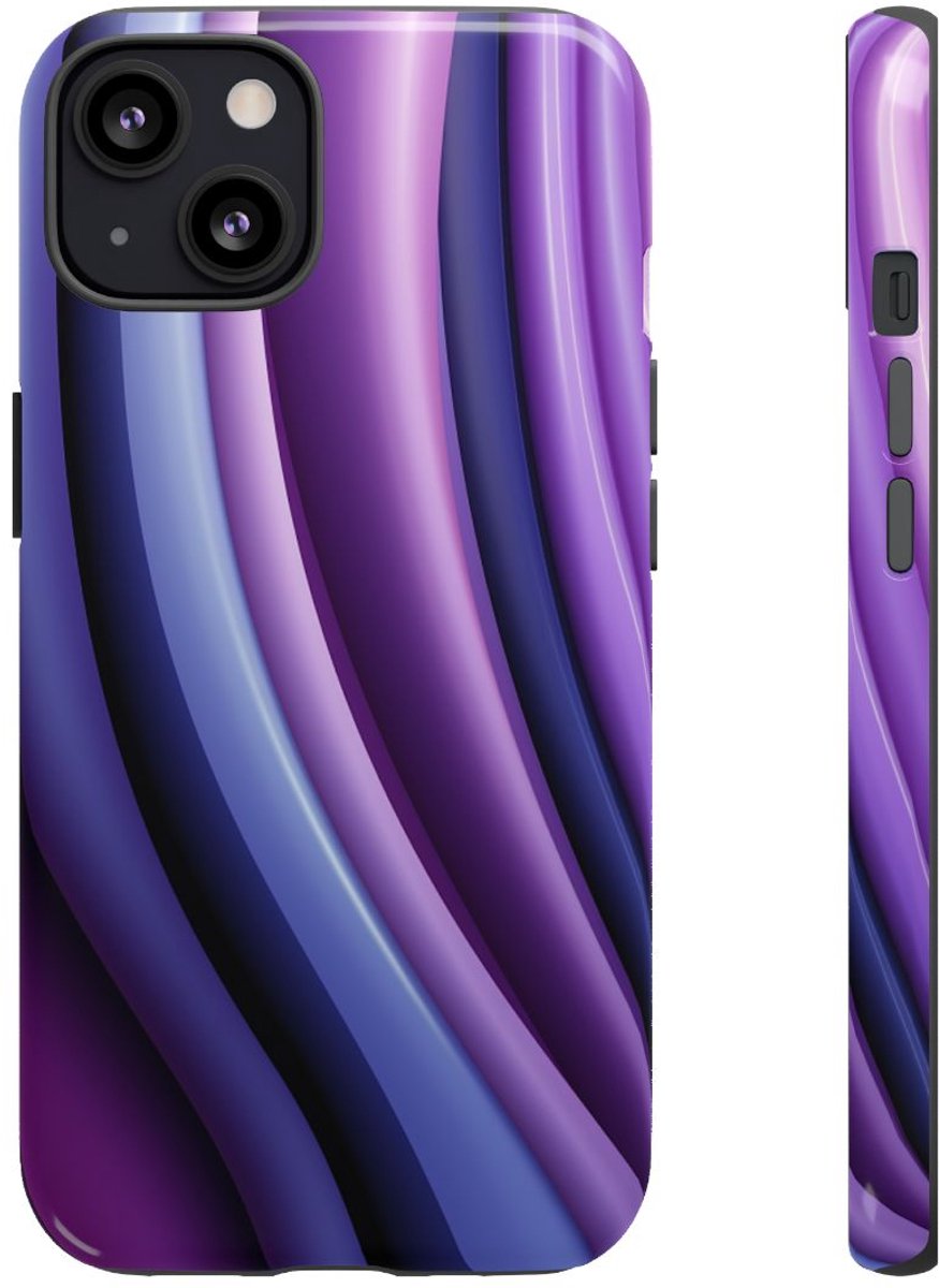 Paars-Blauw Gebogen Abstract Patroon – Telefoonhoesje Geschikt voor iPhone 13