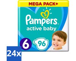 24 x Pampers - Active Baby - Luiers - Maat 6 (13-18 kg) - Extra Groot - 96 Luiers - Pampers Luiers - Baby Luiers - Luiers Maat 6 - Luiers Voor Actieve Baby's - Luiers Voor Peuters