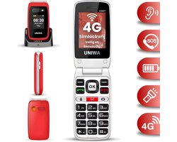 4G Senioren Mobiele Telefoon – Klaptelefoon met Grote Toetsen en Letters – SOS Noodknop – Senioren GSM – Dubbel Scherm – Oplaadstation – Simlockvrij – Eenvoudige Seniorentelefoon voor Ouderen Rood – Oma Opa