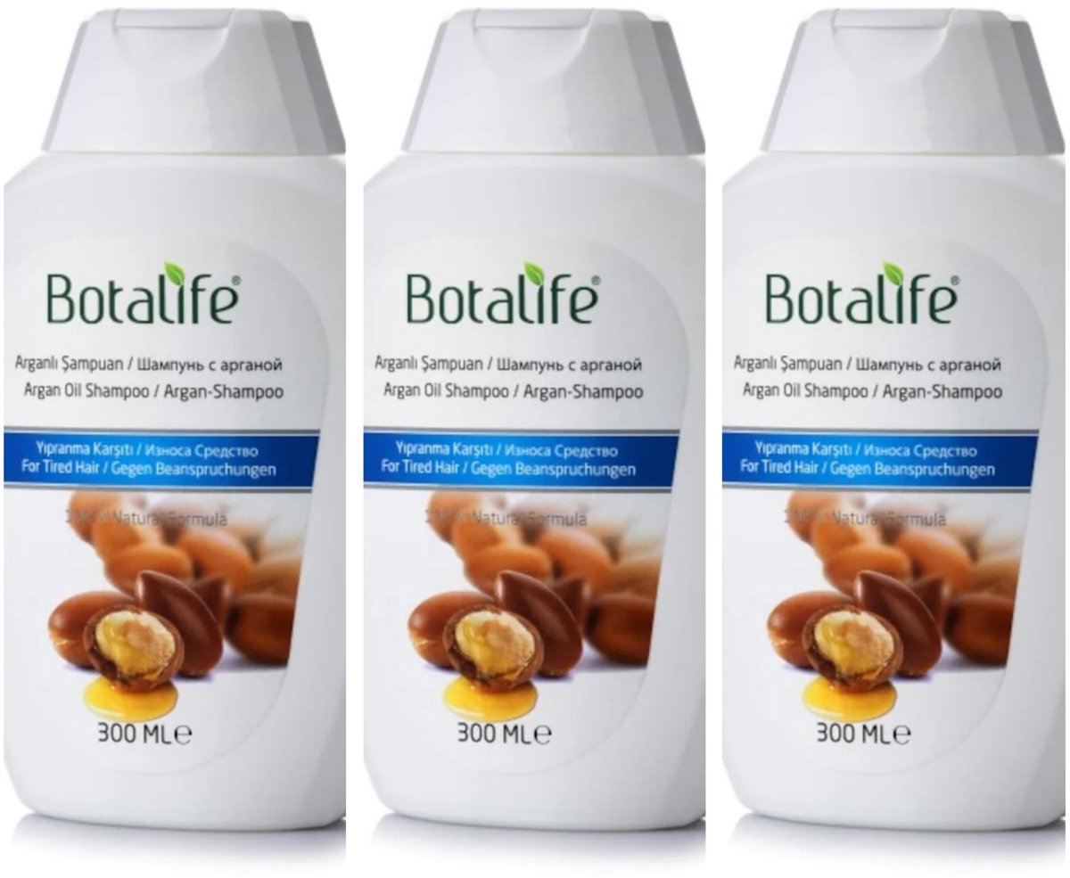 Botalife - Shampoo - Shampoo met Argan - Natuurlijke Shampoo - Haarverzorging -SLS Vrij - Parabens Vrij - Silicones Vrij - Alcohol Vrij - 300*3 ml