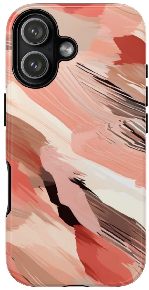Abstracte Koraalkleurige Penseelstreken – Telefoonhoesje Geschikt voor iPhone 17
