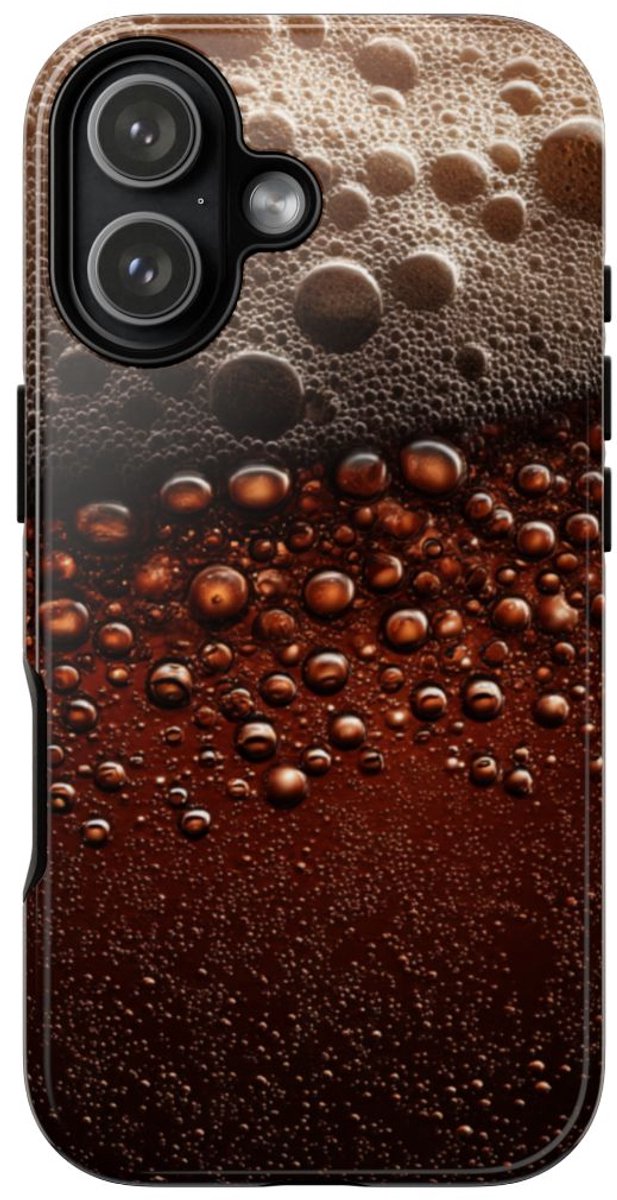 Close-Up Donkerbruine Bier Schuimtextuur – Telefoonhoesje Geschikt voor iPhone 17
