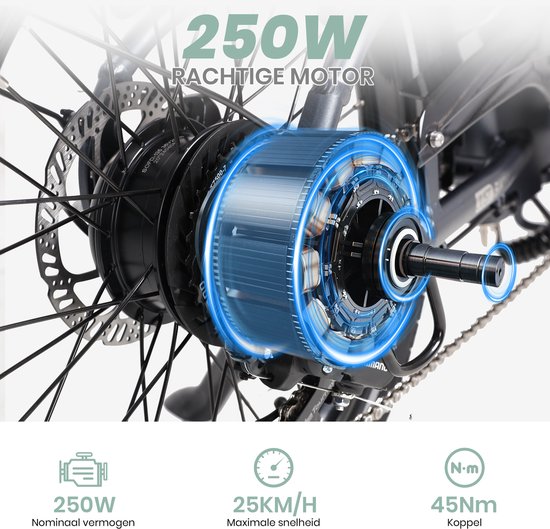 Elektrische Fiets JOBOBIKE ACE Pro - Elektrische Vouwfiets - tot 110 km Actieradius -360Wh Zitbuisaccu - 22kg Lichtgewicht - 20 inch Wielen - Shimano 7 Versnellingen - 250W Achterwielmotor - Hydraulische Schijfremmen - Groen — afbeelding 2
