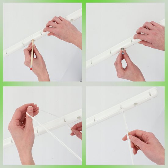 Séchoir à linge KADAX, séchoir à linge mural à 6 colonnes avec barres en acier revêtues de polyéthylène, capacité de charge 12 kg (6 x 140/blanc)