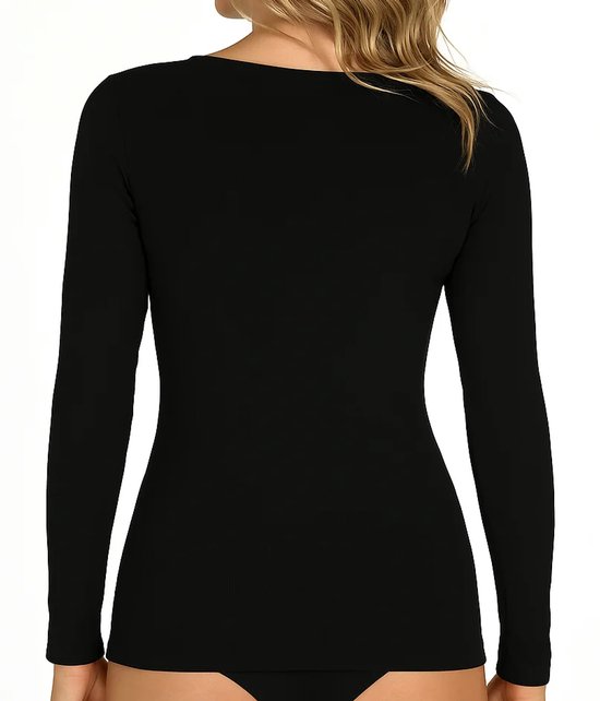 Entex dames thermo shirt lange mouw met kant - Zwart wollen ondershirt - Zwart / L — afbeelding 3