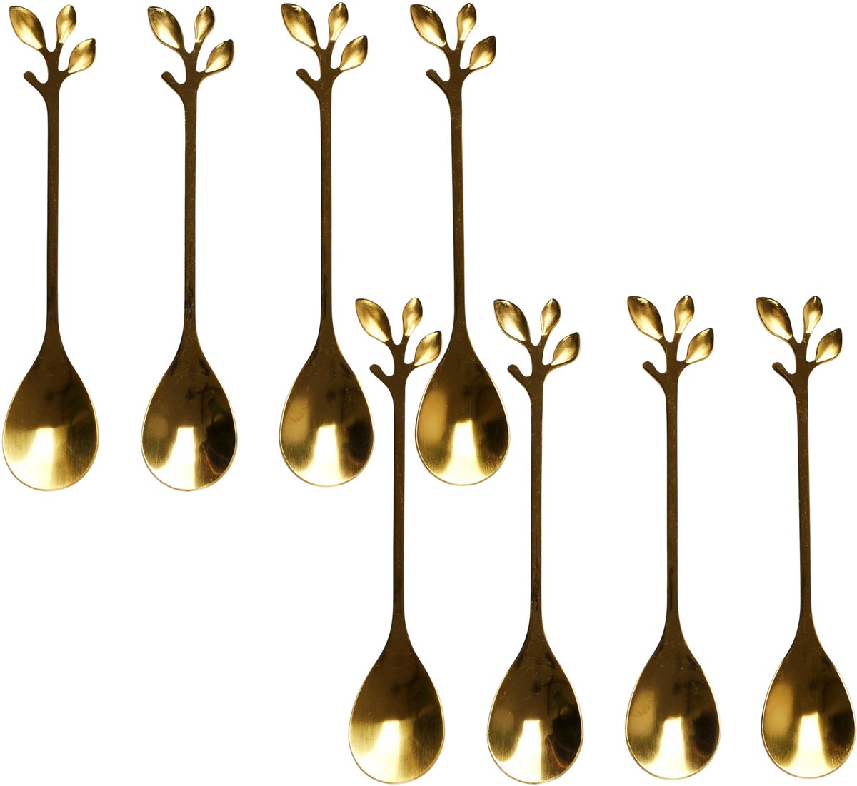 Home Deco Factory Theelepels - 8x stuks - goud - met blad - H11 cm - bestek