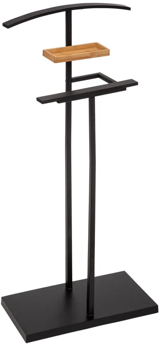 5Five® 5Five Kledingrek Dressboy - Colbert/Jas en broek hanger - staand model - bamboe/metaal - zwart - 45 x 114 cm