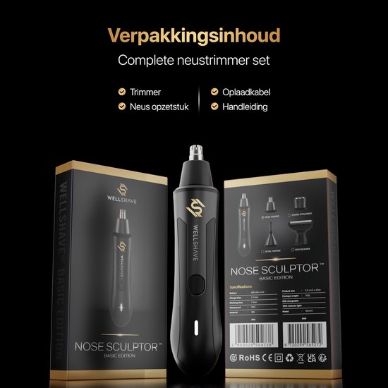 Wellshave Nose Trimmer Basic - Tondeuse sourcils et oreilles - Tondeuse nez pour homme