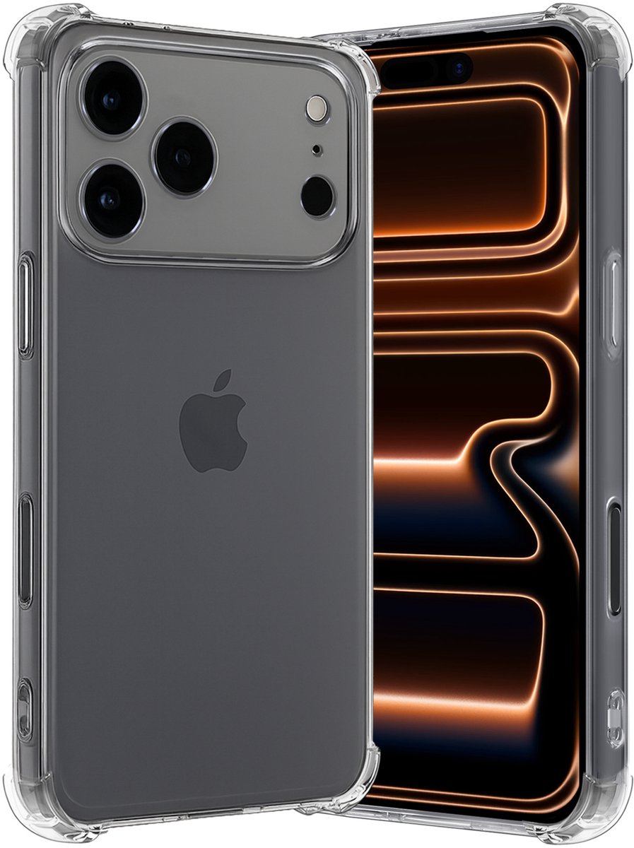 Hoes - Geschikt voor Apple iPhone 17 Pro - Sterk & Shockproof - Siliconen Case - Back Cover - Telefoon Hoesje Shock Proof - Transparant