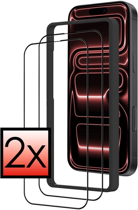 Deux protecteurs d'écran pour iPhone 17 Pro Max, avec cadre d'installation.