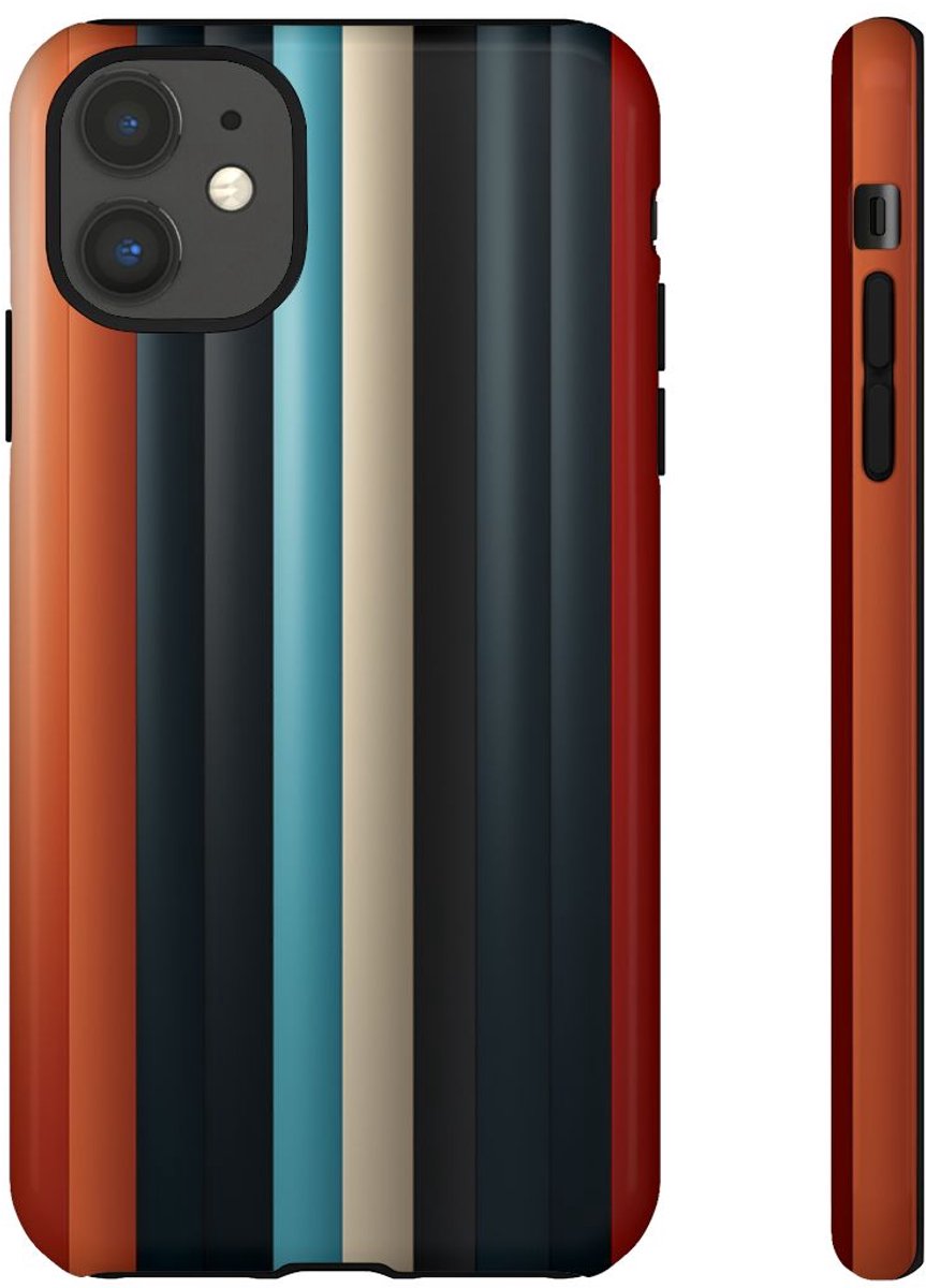 Verticale Streeppatronen in Blauw en Rood – Telefoonhoesje Geschikt voor iPhone 11
