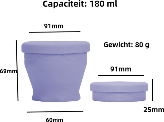 2-delige opvouwbare beker - Draagbaar en opvouwbaar - Siliconen waterbeker - Voedselveilig - Geschikt voor buitenreizen, kamperen, mondwater, koffiebeker - Paars — afbeelding 5
