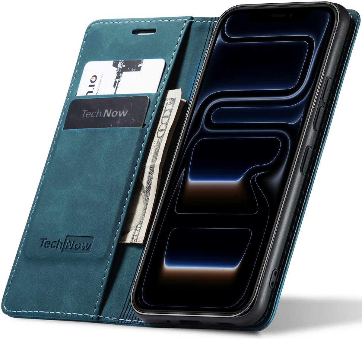 Hoesje geschikt voor iPhone 17 Pro Max - Book Case Leer Slimline Blauw