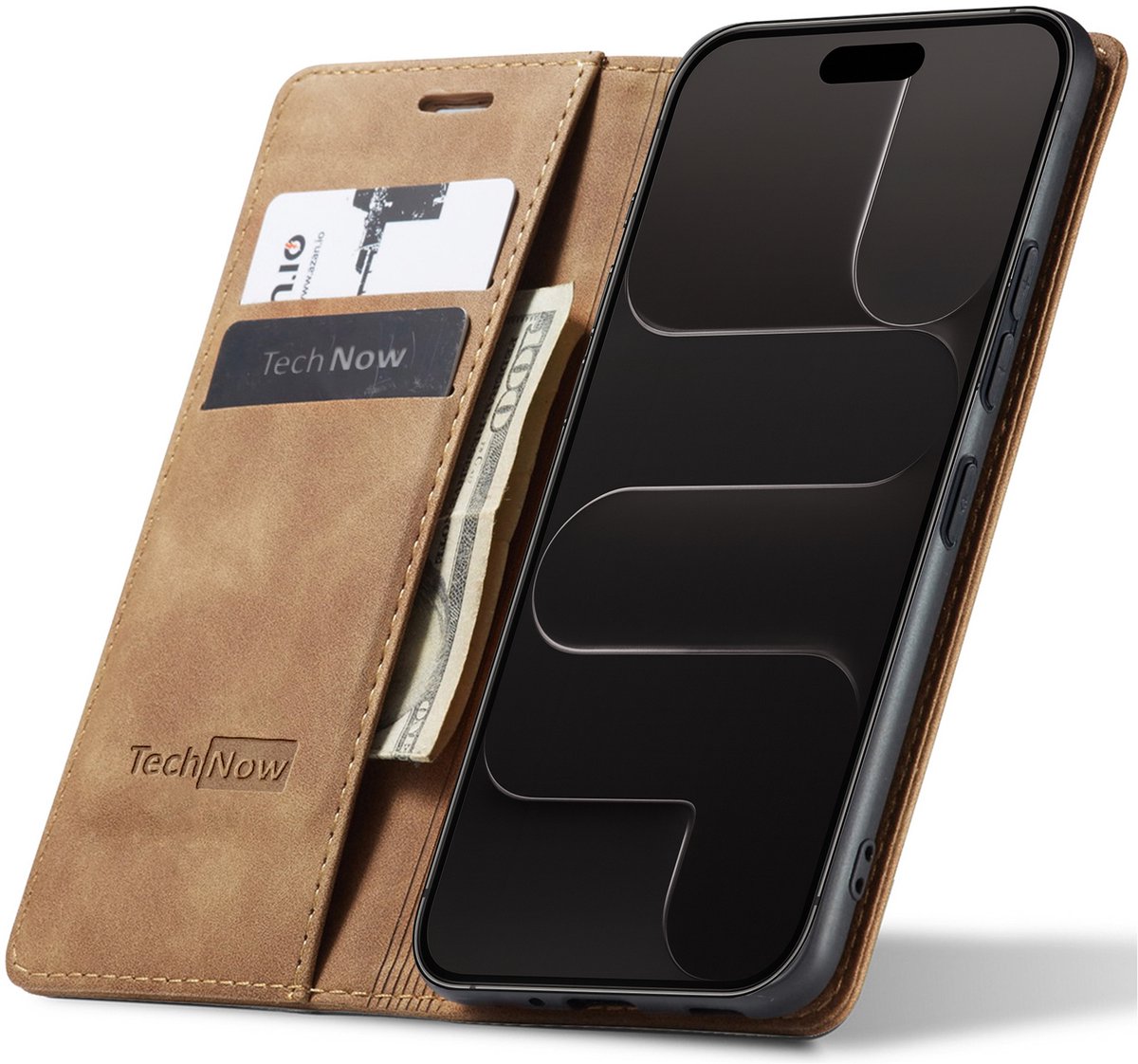 Hoesje geschikt voor iPhone 17 Air - Book Case Leer Slimline Bruin