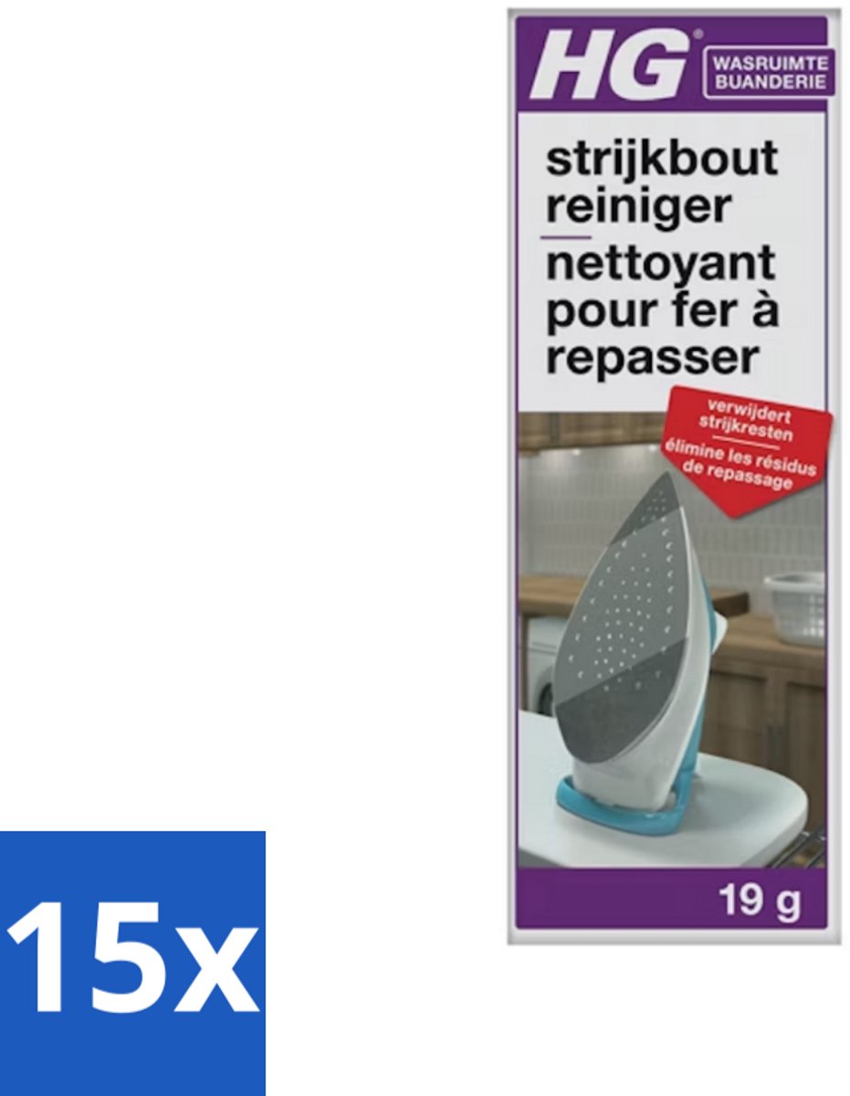 15 x HG Strijkbout Reiniger 50 gr - Strijkbout Reinigen - Strijkresten Verwijderen - Strijkbout Schoonmaken - Strijkbout Reinigen - Strijkbout Aanslag Verwijderen