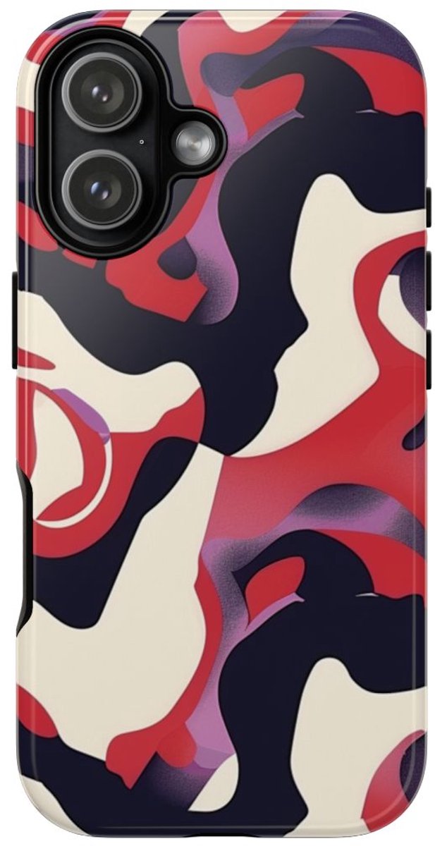 Abstract Rood-Zwart-Crème Patroon – Telefoonhoesje Geschikt voor iPhone 17