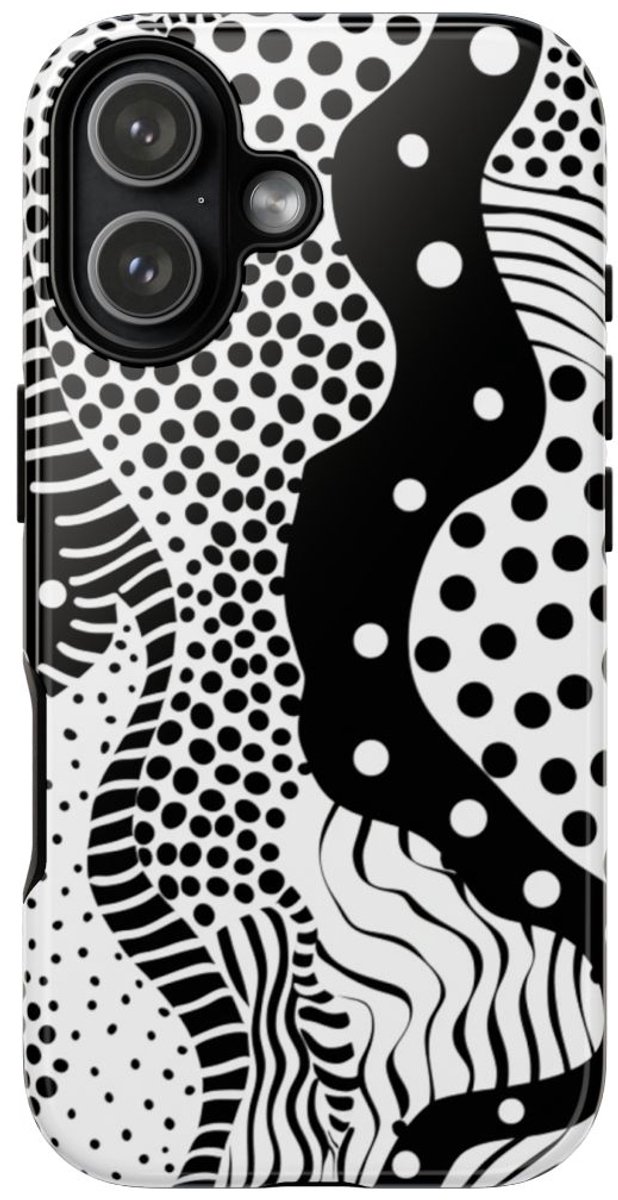 Zwart-Wit Abstract Stippenpatroon – Telefoonhoesje Geschikt voor iPhone 17