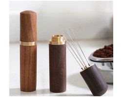 Crrynuo Koffie Distributienaald 6-Naald Espresso WDT Tool Met Rood Hout Handvat