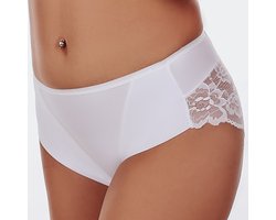 FUNNY DAY Dames Slip FLORENCE – Wit – Maat S – Regular Waist Midi Slip met Kant – Elegante Microvezel Onderbroek
