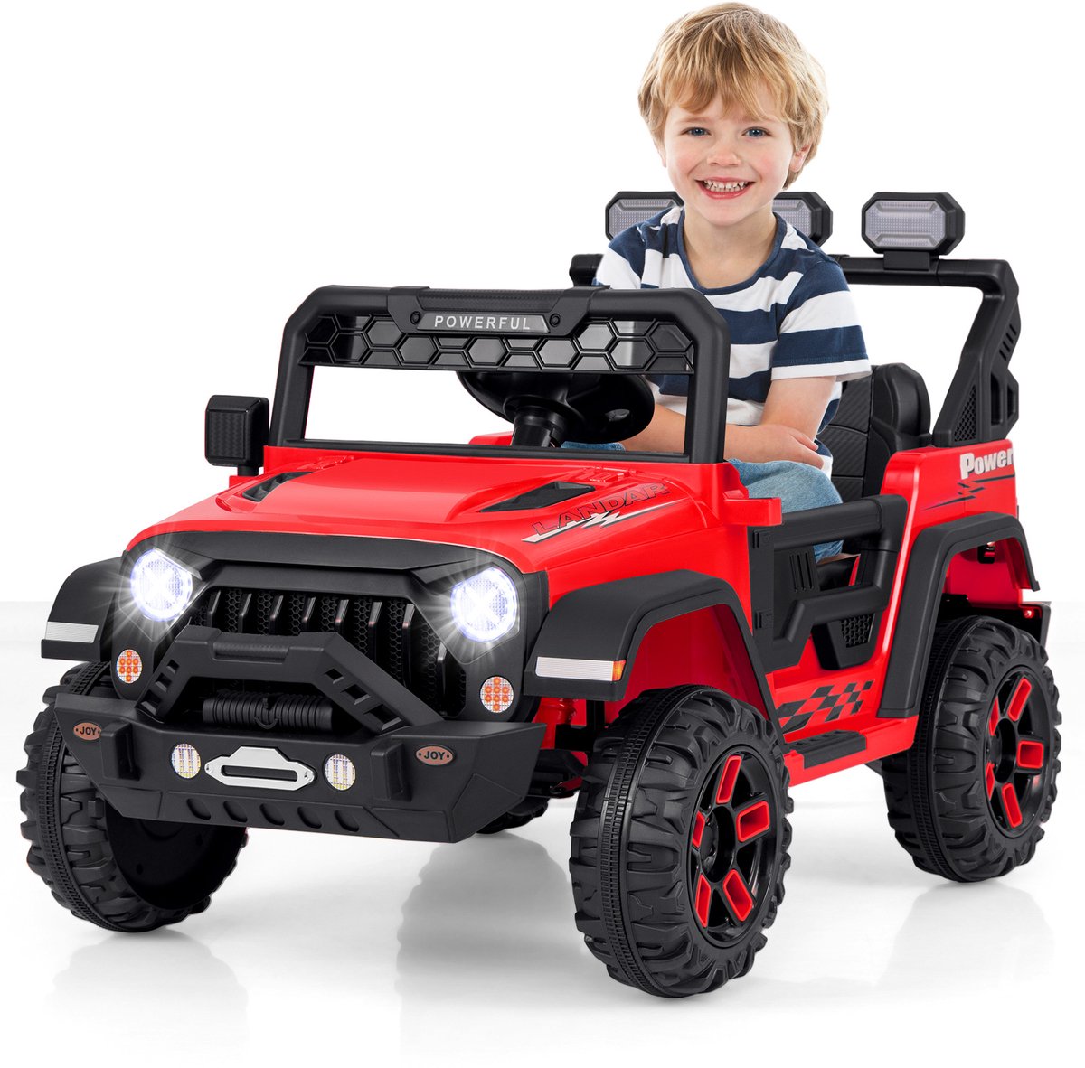 COSTWAY Elektrische auto voor kinderen, 12 V, elektrische kinderauto, met 2,4 G afstandsbediening en USB & licht en muziek, 1-5 km/u, elektrische kinderauto, voor kinderen vanaf 3 jaar, rood