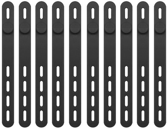 Attache-câbles Dussdote - Organisateur de câbles - Réglables - Réutilisables - Pour câbles de charge, audio et réseau à domicile et en voyage - 10 pièces - Zwart