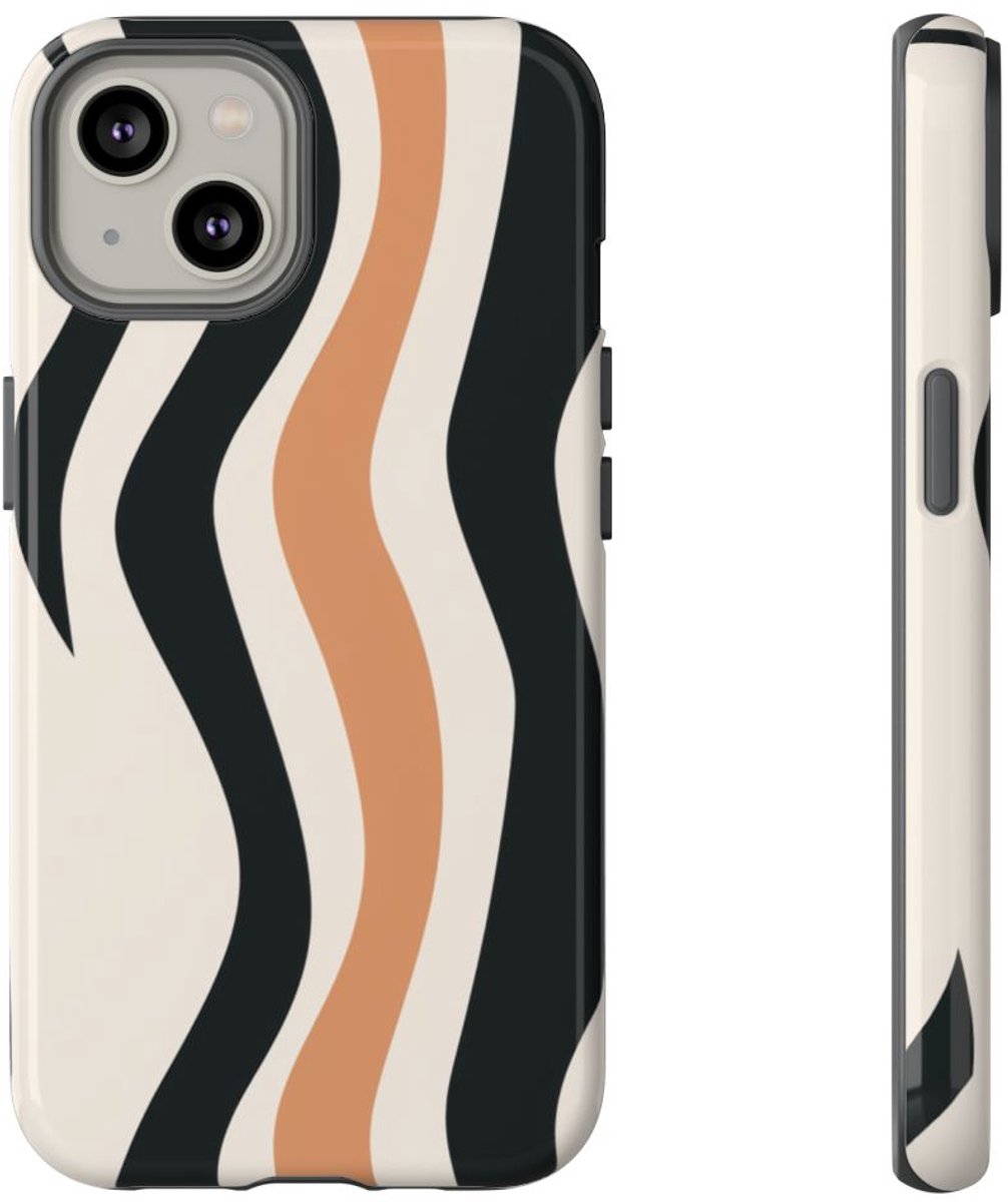 Golvende Abstracte Strepen in Glanzend Design – Telefoonhoesje Geschikt voor iPhone 14
