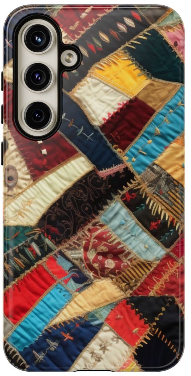 Kleurrijk Patchwork Quilt Design – Telefoonhoesje Geschikt voor Samsung Galaxy S24 Plus