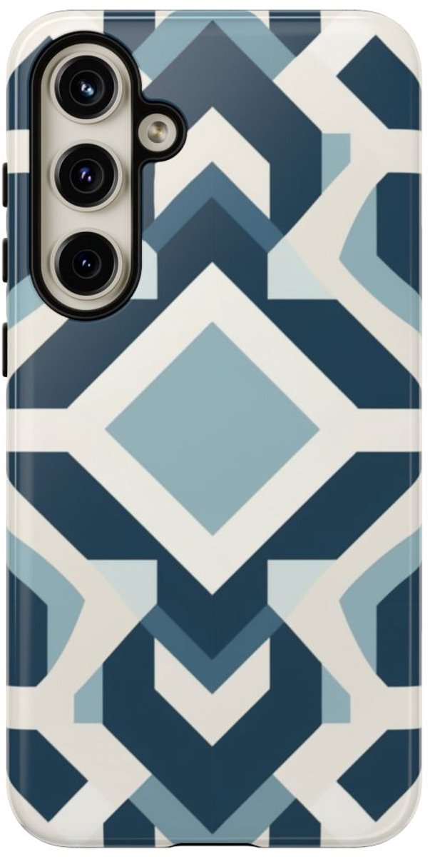 Blauw Geometrisch Patroon – Telefoonhoesje Geschikt voor Samsung Galaxy S24 Plus