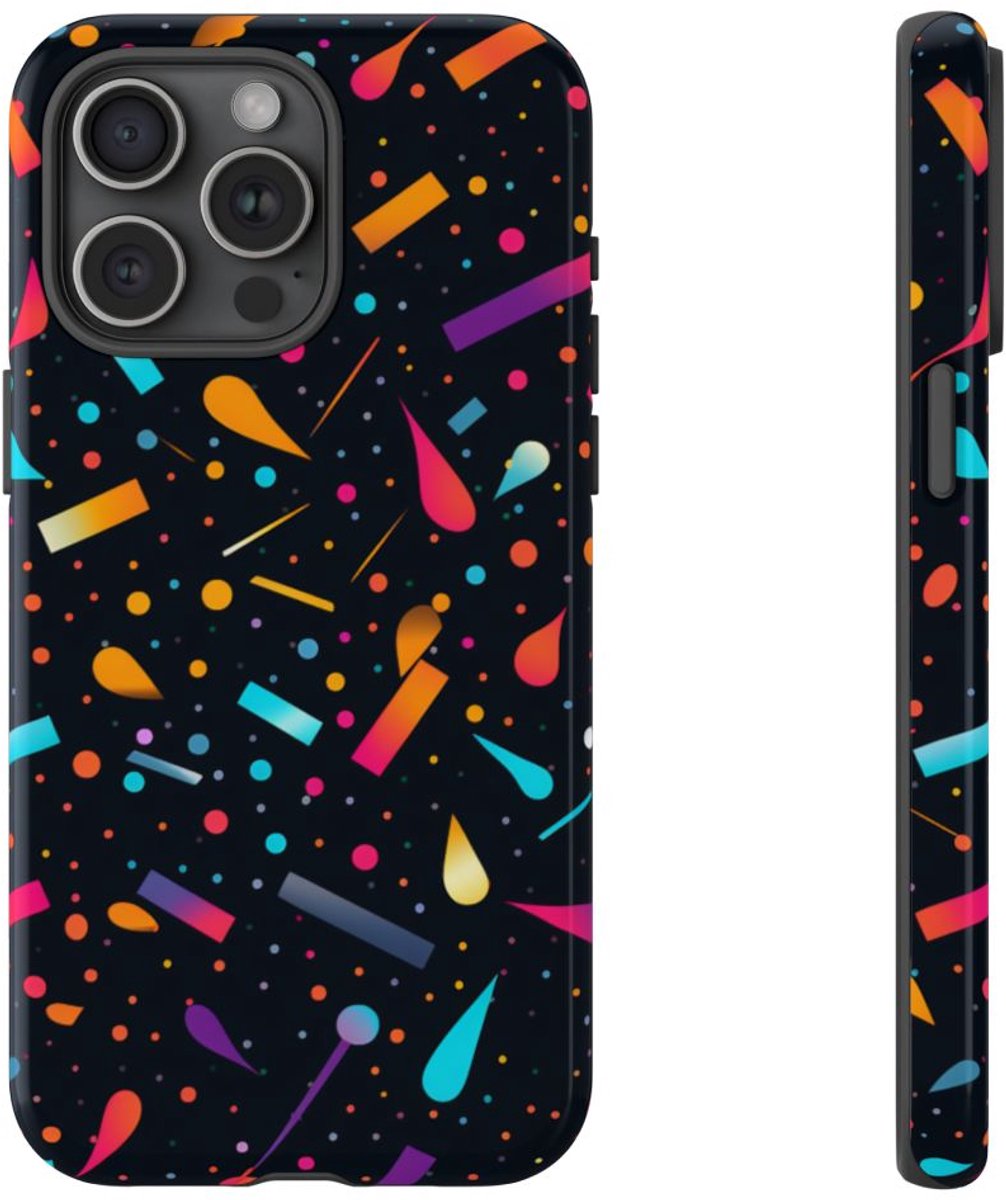 Kleurrijk Abstracte Vormenpatroon – Telefoonhoesje Geschikt voor iPhone 15 Pro Max