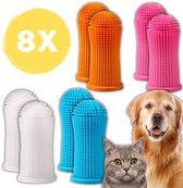 Tandenborstel Hond & Kat set van 8 - Honden en katten tandenborstel - gebitsverzorging - tandverzorging - vingertandenborstel - tandenpoetsen - Multicolor - mondverzorging - gebitsreiniging
