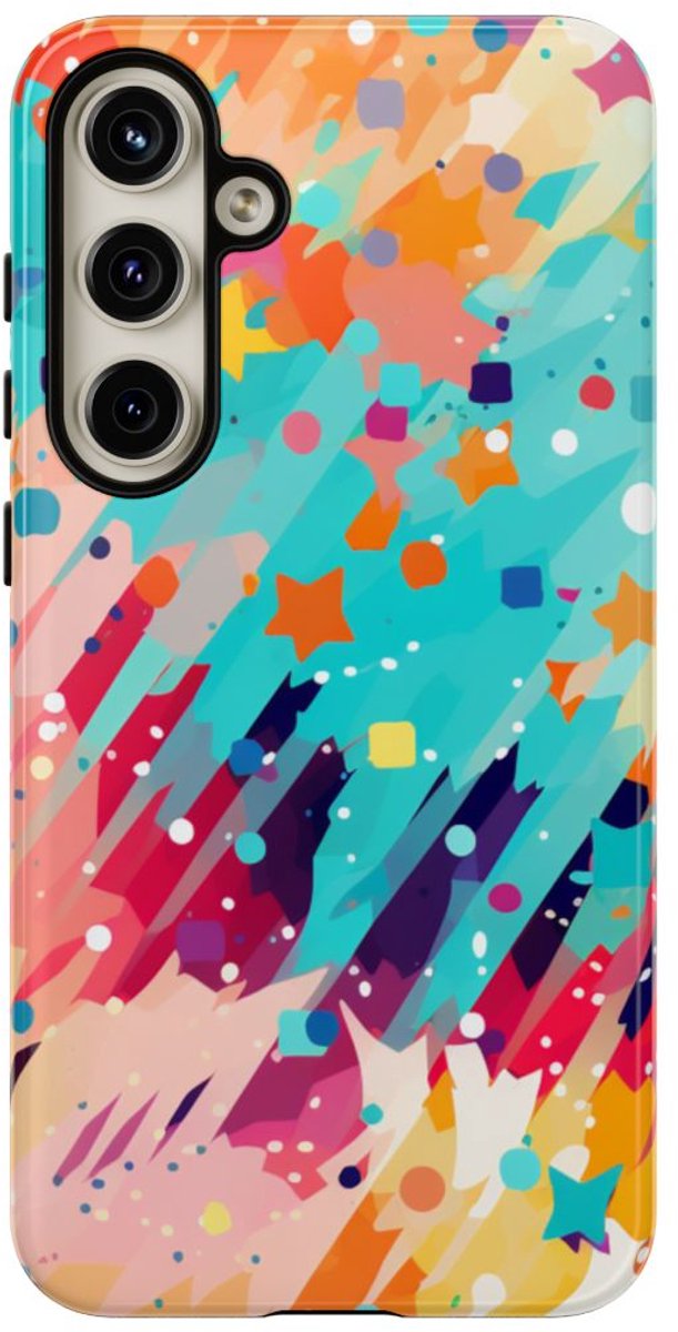 Kleurrijk Abstract Spattenpatroon – Telefoonhoesje Geschikt voor Samsung Galaxy S24 Plus