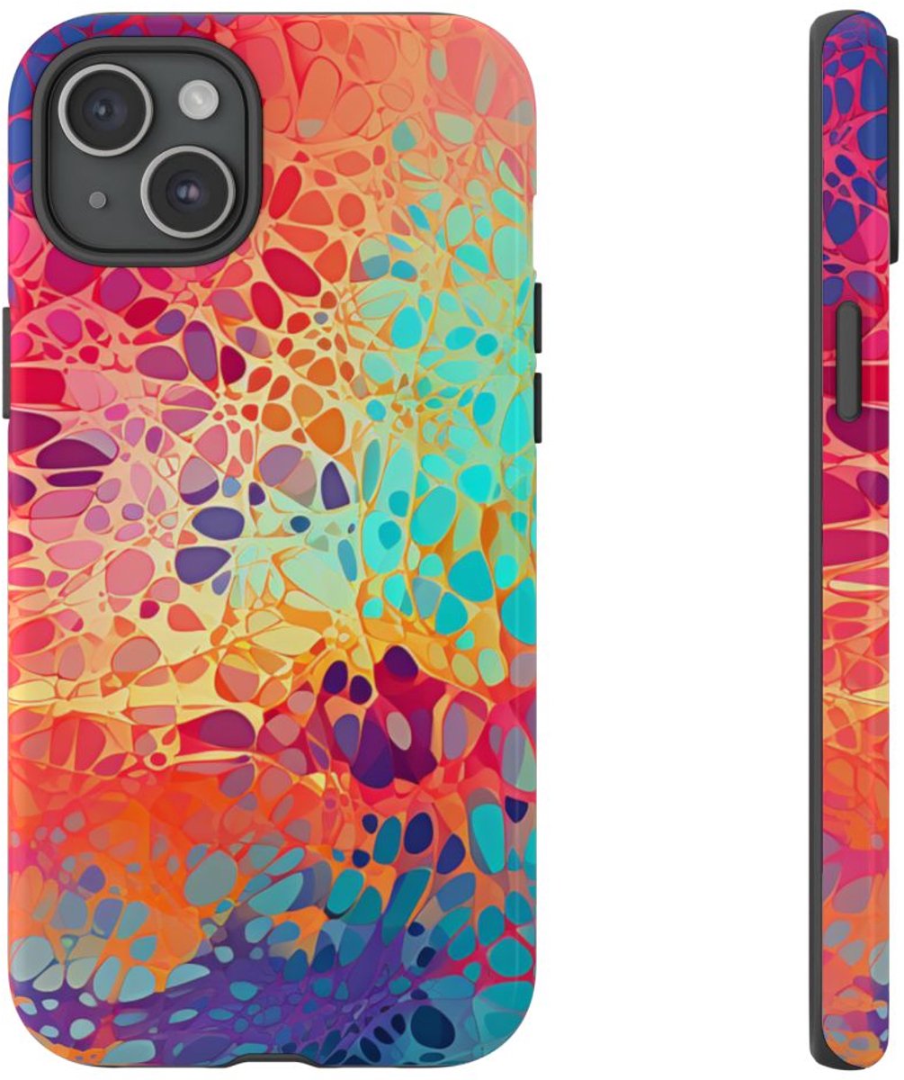 Veelkleurig Abstract Organisch Patroon – Telefoonhoesje Geschikt voor iPhone 15 Plus