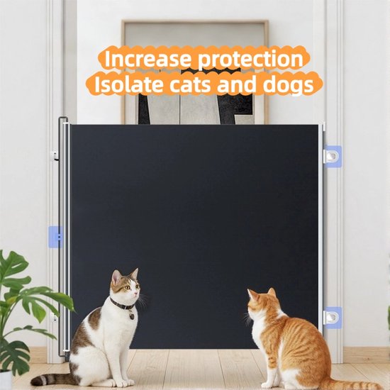 Barrière extensible pour animaux de compagnie - Cloison réglable pour animaux de compagnie - Barrière d'accès restrictive pour chats/chiens - Avec crochets de fixation - Convient pour la cuisine, les portes, l'intérieur et l'extérieur (50 x 125 cm)