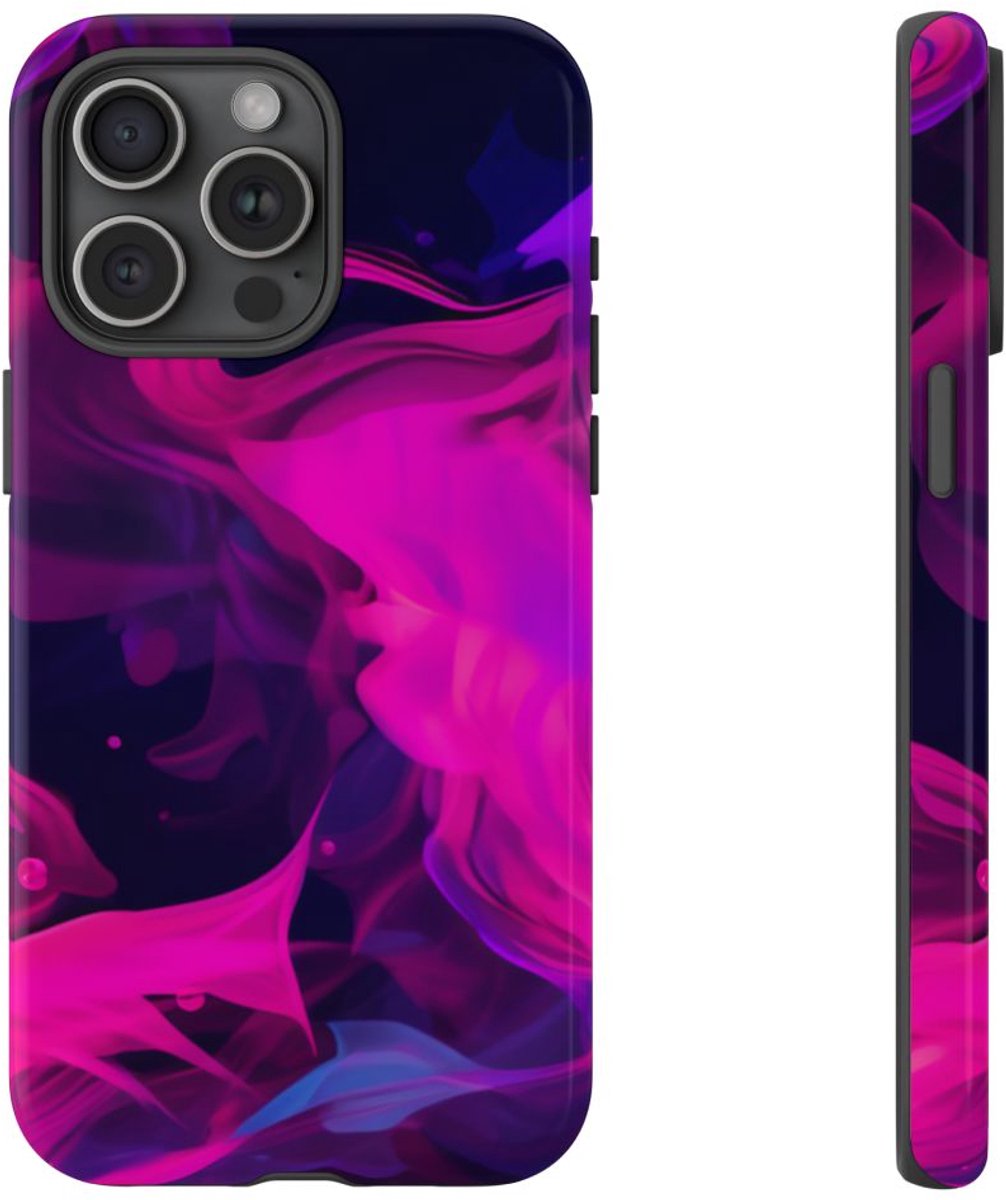 Fluorescerende Inktwervelingen in Water – Telefoonhoesje Geschikt voor iPhone 15 Pro Max