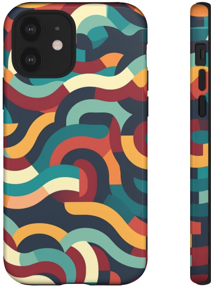 Kleurrijk Abstract Golvend Patroon – Telefoonhoesje Geschikt voor iPhone 12