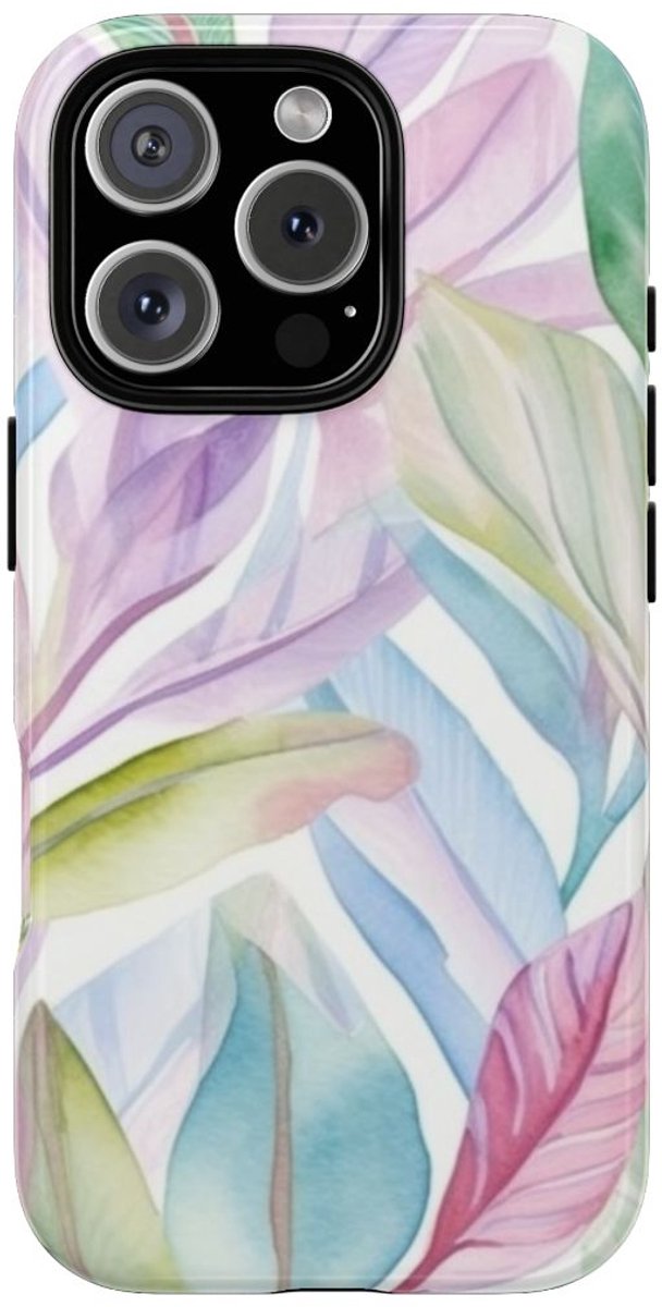 Aquarel Pastelbladeren Patroon – Telefoonhoesje Geschikt voor iPhone 16 Pro