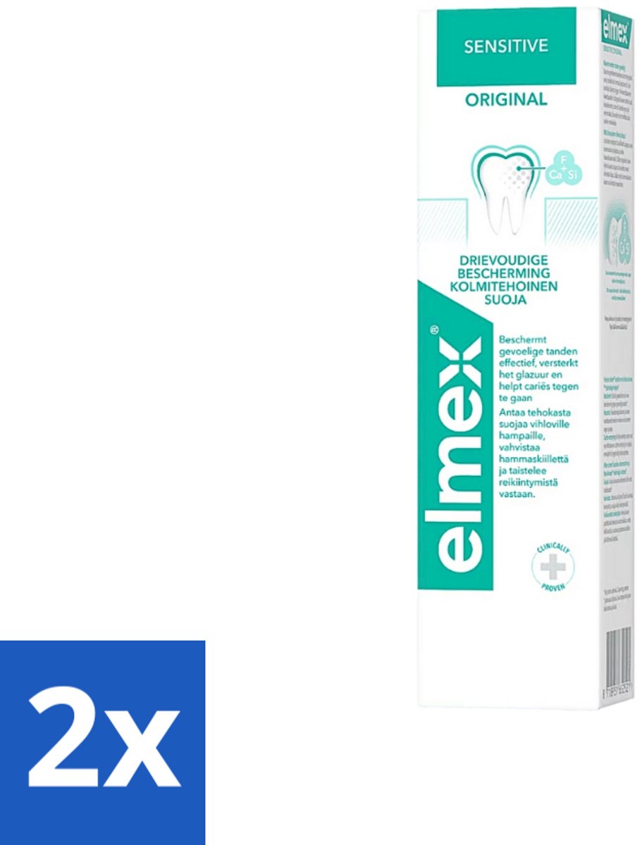 2 x Elmex Tandpasta Sensitive Original 75 ml - Gevoelige Tanden - Tandpasta - Aminfluoride - Cariës - Tandgevoeligheid