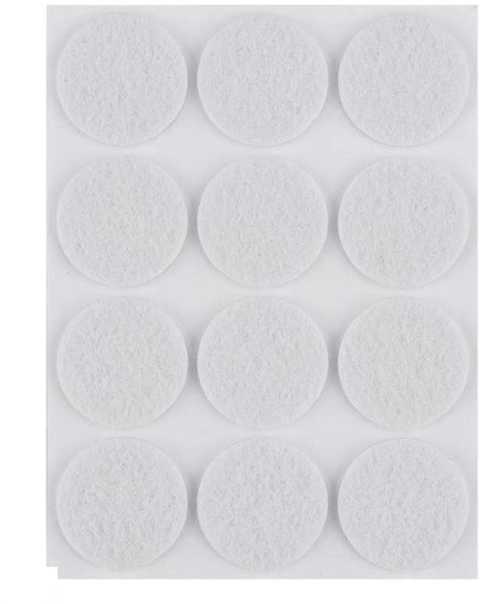 Zelfklevende viltjes rond – Wit – 28 mm – 12 stuks