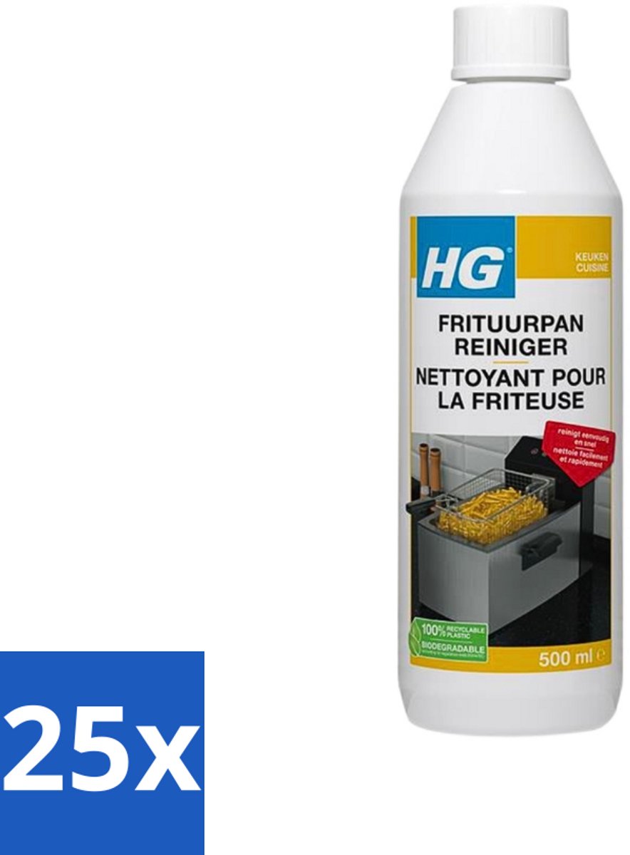 25 x HG Frituurpanreiniger 500 ml - Frituurpan Reinigen - Vet Verwijderen - Frituurvet Reinigen - Frituurpan Reiniger - Frituurpan Schoonmaken