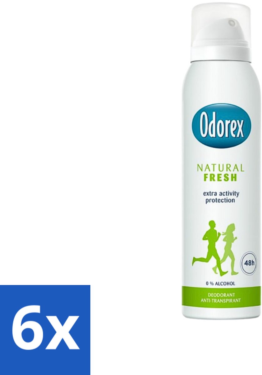 6 x Odorex Deodorant Spray Natural Fresh 150 ml - Deodorant Spray - Natuurlijke Frisheid - Alcoholvrije Deodorant - Huidvriendelijk - Dermatologisch Getest