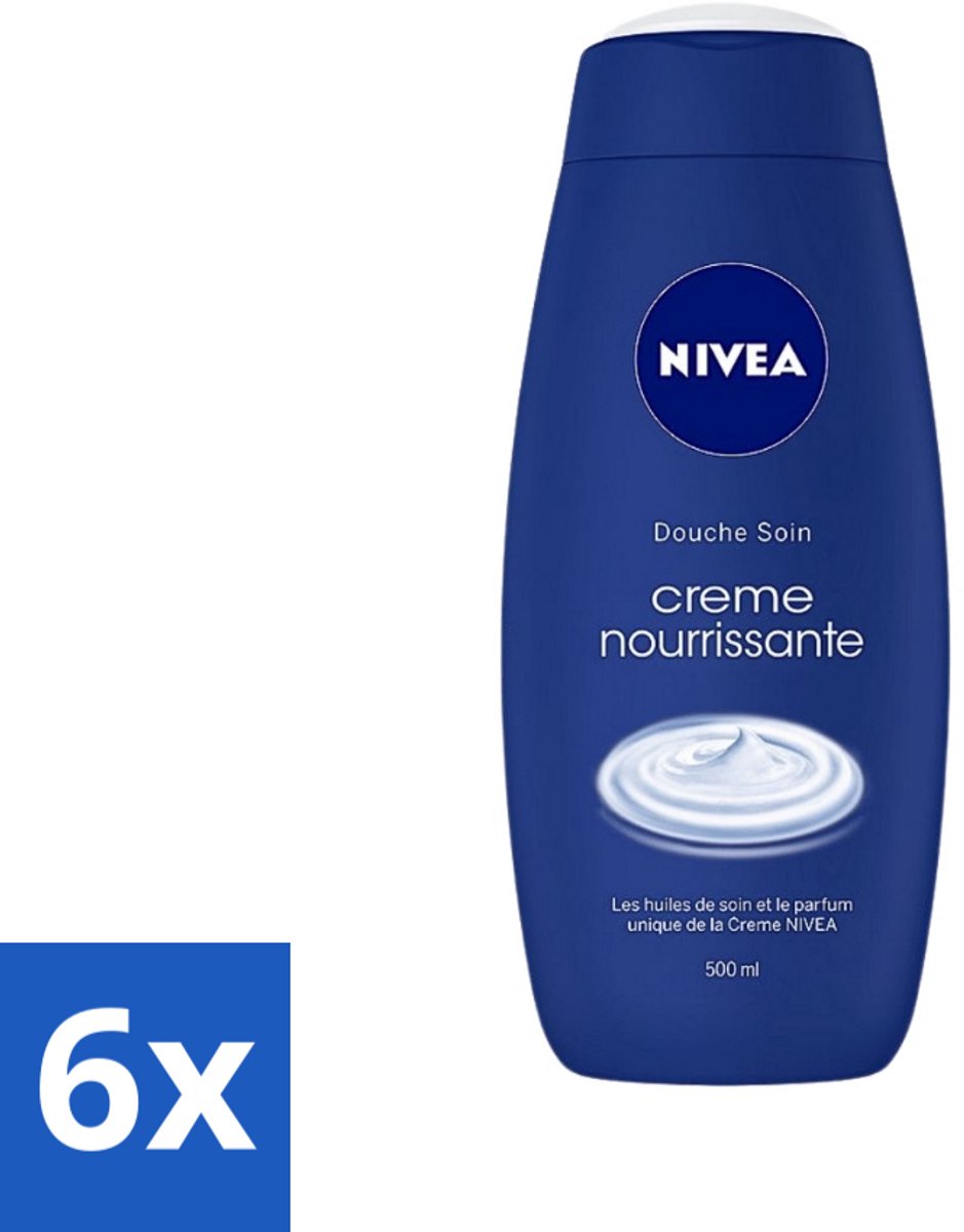 6 x Nivea - Crème Care - Crème Bad - Unieke Nivea Crème Geur - 750 ml - Douchecrème - Verzorgende Crème - Huid Verzorging - Hydratatie - Pro-vitaminen