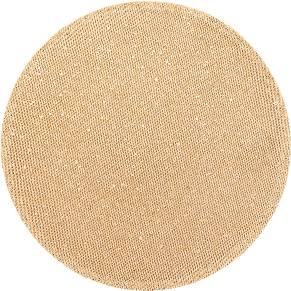Feeeric Lights Placemat - goud glitter - rond - D38 cm - jute - Voor o.a. Kerstmis/bruiloft/feest