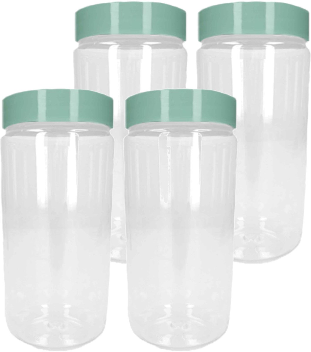 Plasticforte Voorraadpot/bewaarpot - 10x - 550 ml - kunststof - mintgroen - B7 x H16 cm