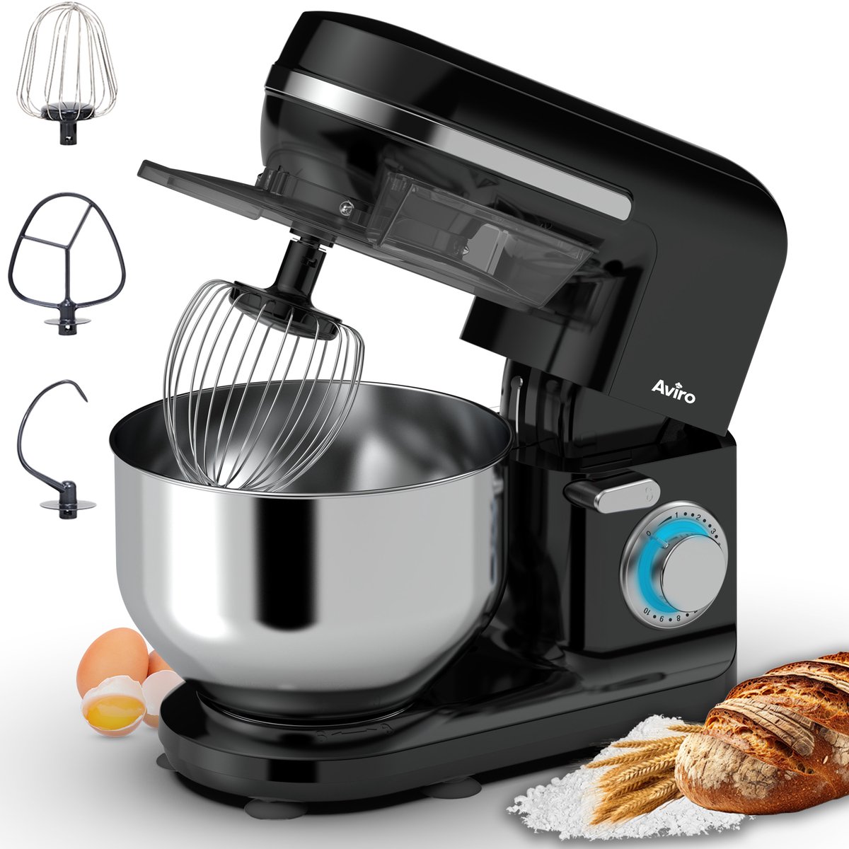 Infinity Goods Keukenmachine - Keukenmixer - 5L RVS Mengkom - Keukenrobot - Foodprocessor - Incl. Accessoires - 1000W - Zwart