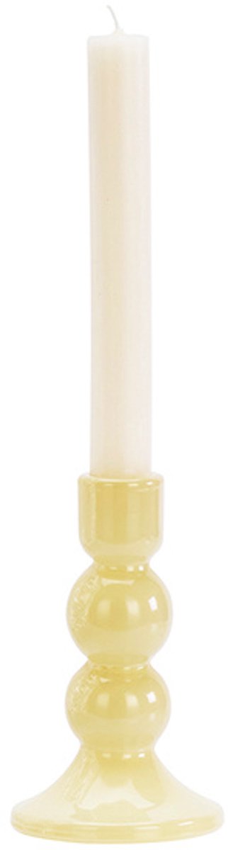 Madam Stoltz - Glazen kandelaar - Honing geel - 14,5 cm