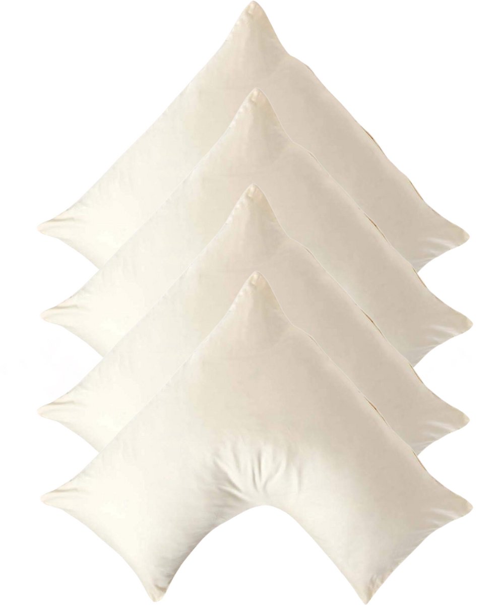 Homescapes Biologische Katoen V-Kussensloop - Set van 4 - Crème - 100% Egyptisch Katoen Satijn - 400TC - 38 x 76 cm