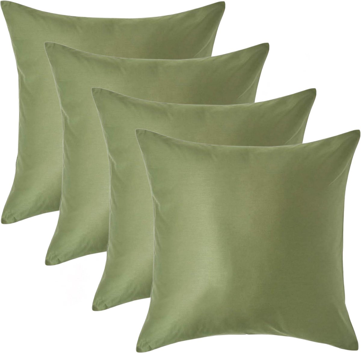 Homescapes Biologisch Kussensloop 40x40 cm – Set van 4 – Mosgroen – 100% Egyptisch Katoen Satijn – Draaddichtheid 400
